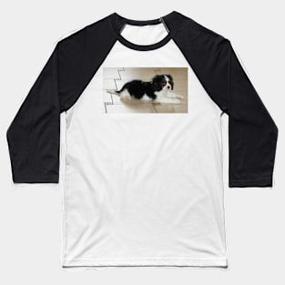 cavalier king charles spaniel black and white puppy Baseball T-Shirt